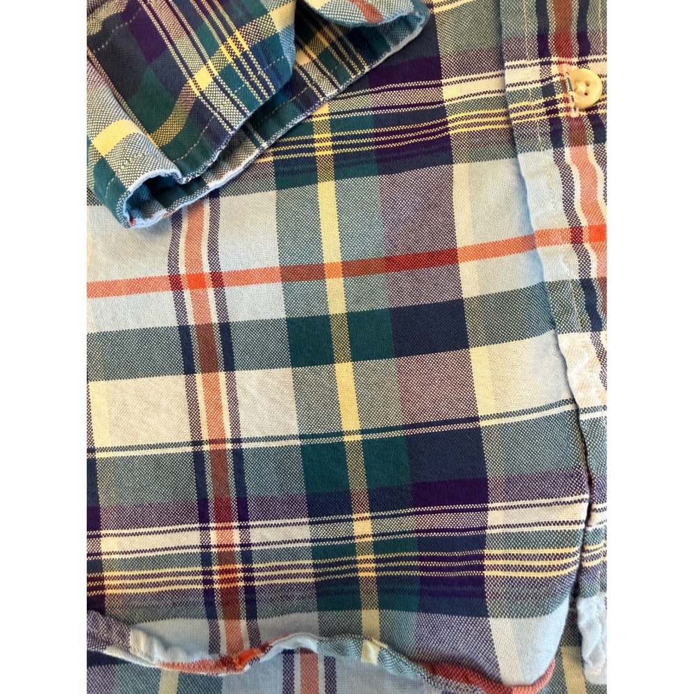 Polo Ralph Lauren Mens Slim Fit Plaid Button Down Shirt Large Blue Green Multi - Picture 2 of 11